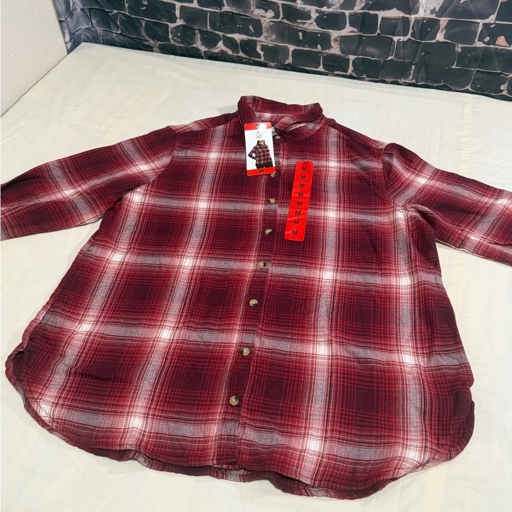 Jachs Girlfriend NY Red Plaid Button Up Shirt Women’s Medium Long Sleeve
